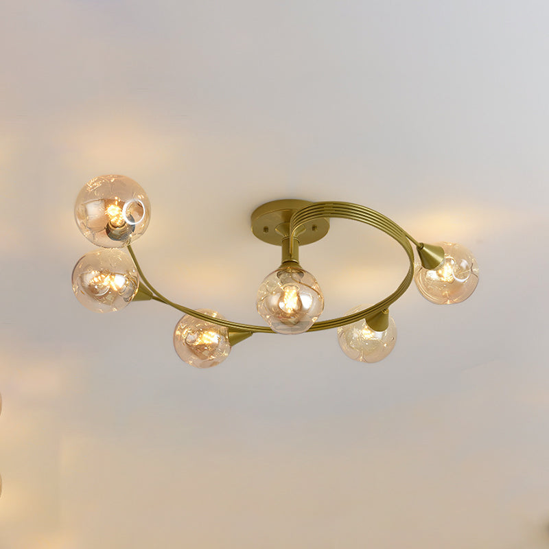 Glass Round Ceiling Lighting Nordic-Style Ceiling Light Fixture for Living Room