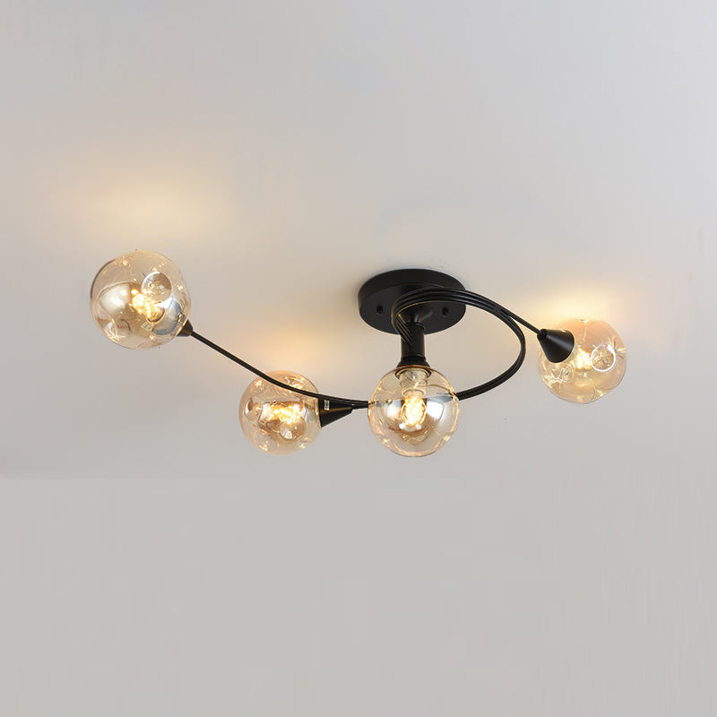 Glass Round Ceiling Lighting Nordic-Style Ceiling Light Fixture for Living Room