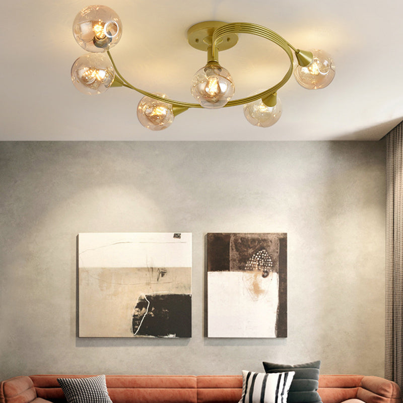 Glass Round Ceiling Lighting Nordic-Style Ceiling Light Fixture for Living Room