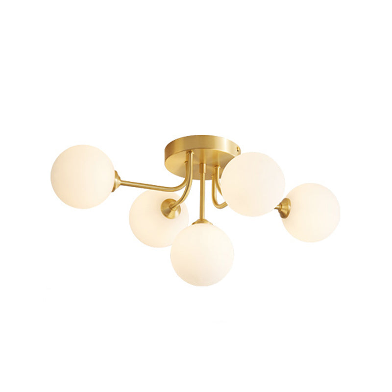 Éclairage de plafond de salon en verre de forme de boule de luminaire monté au plafond simple