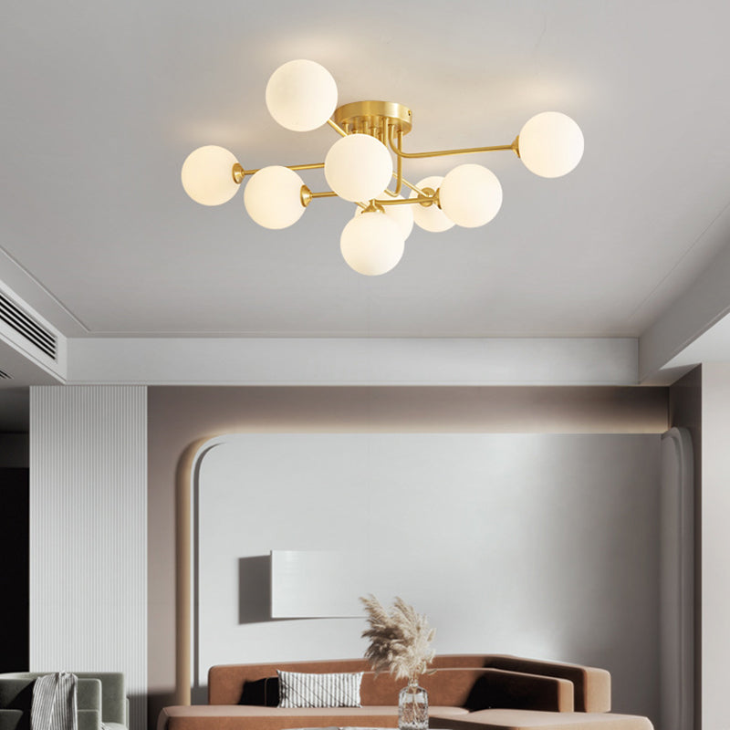 Éclairage de plafond de salon en verre de forme de boule de luminaire monté au plafond simple