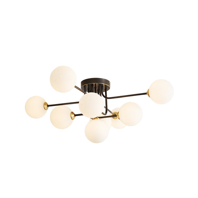 Éclairage de plafond de salon en verre de forme de boule de luminaire monté au plafond simple