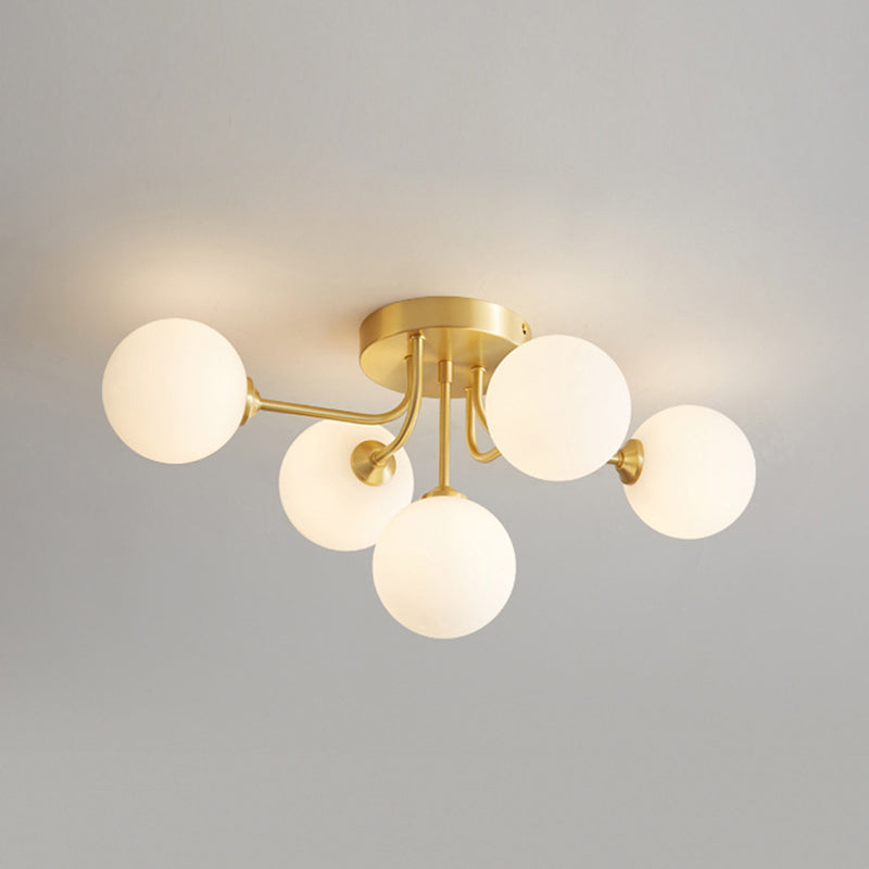 Éclairage de plafond de salon en verre de forme de boule de luminaire monté au plafond simple