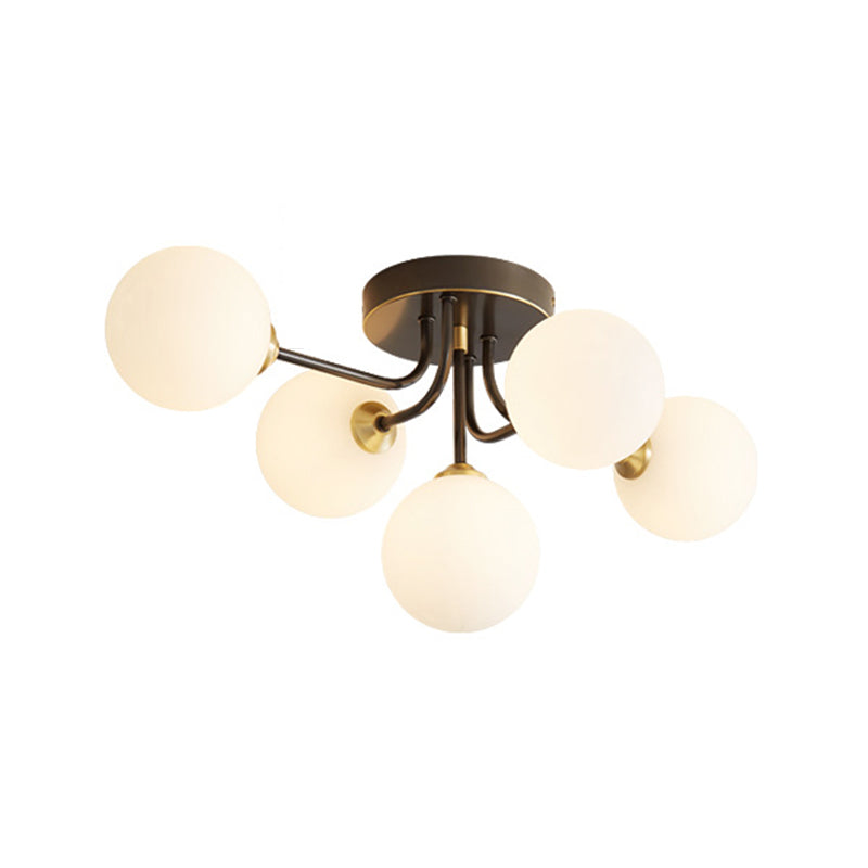 Éclairage de plafond de salon en verre de forme de boule de luminaire monté au plafond simple