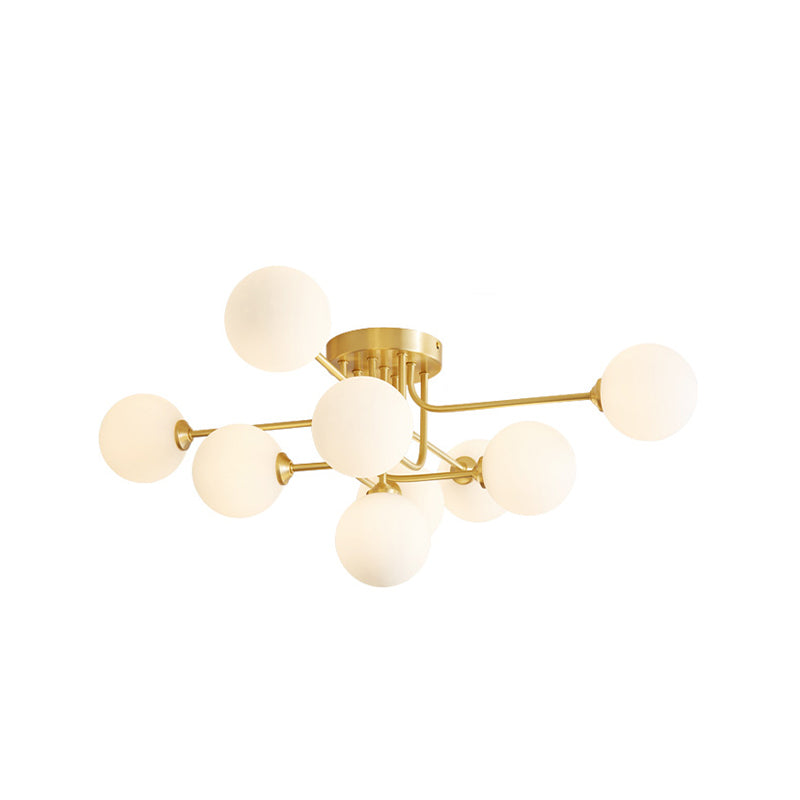 Éclairage de plafond de salon en verre de forme de boule de luminaire monté au plafond simple