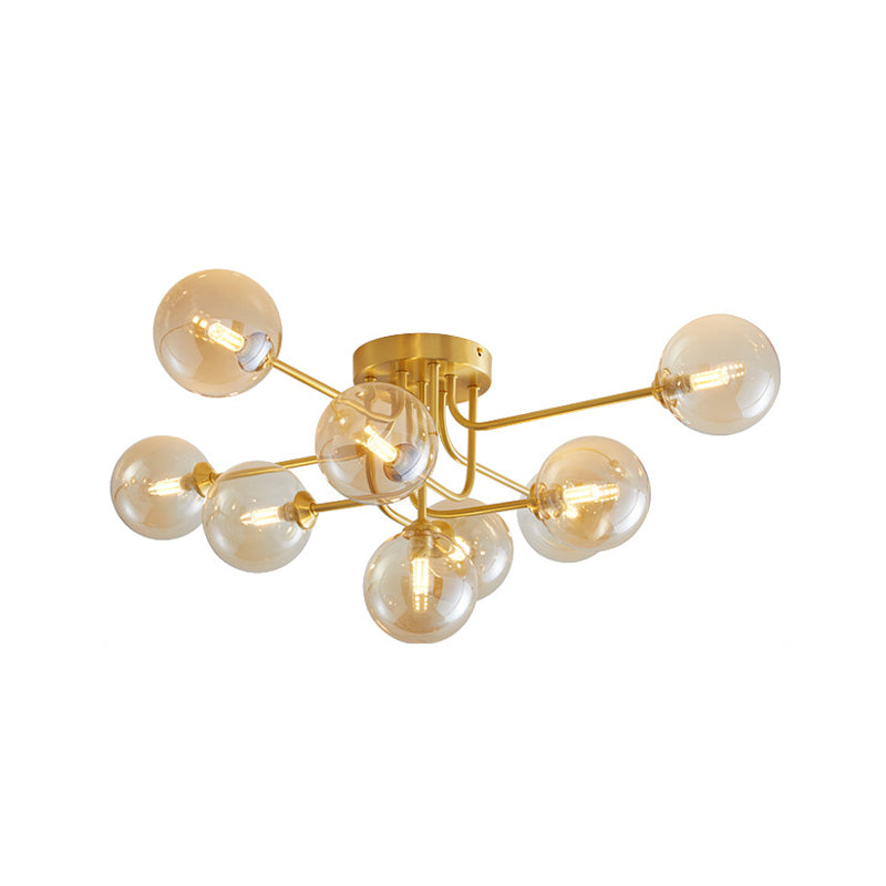 Éclairage de plafond de salon en verre de forme de boule de luminaire monté au plafond simple