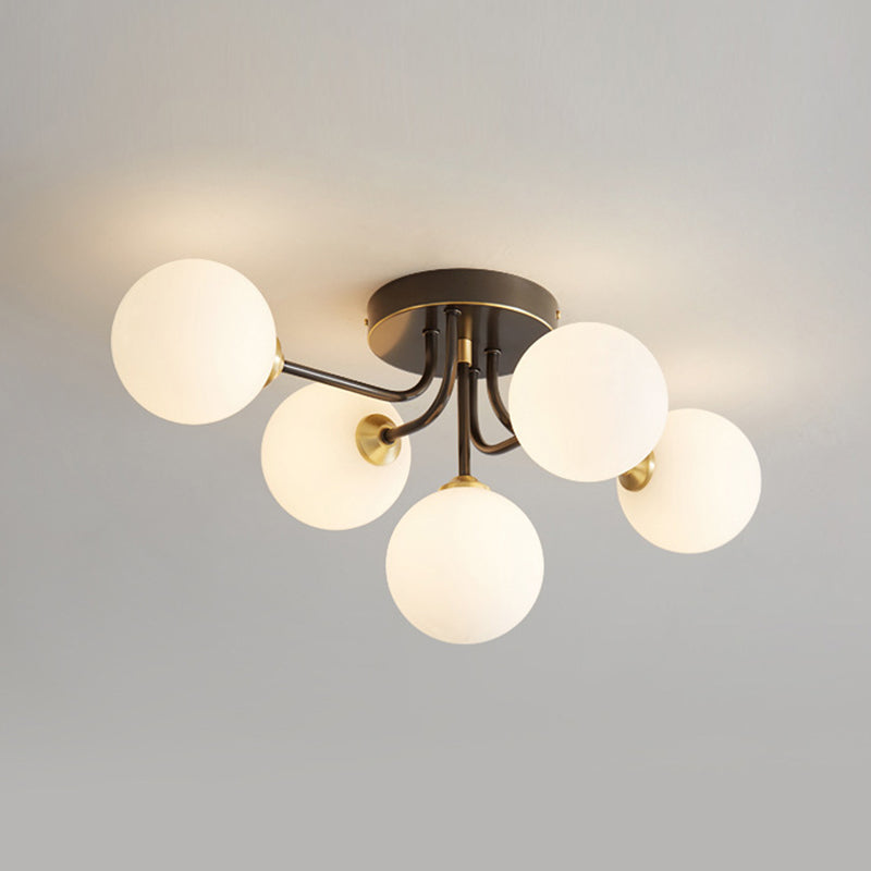 Éclairage de plafond de salon en verre de forme de boule de luminaire monté au plafond simple