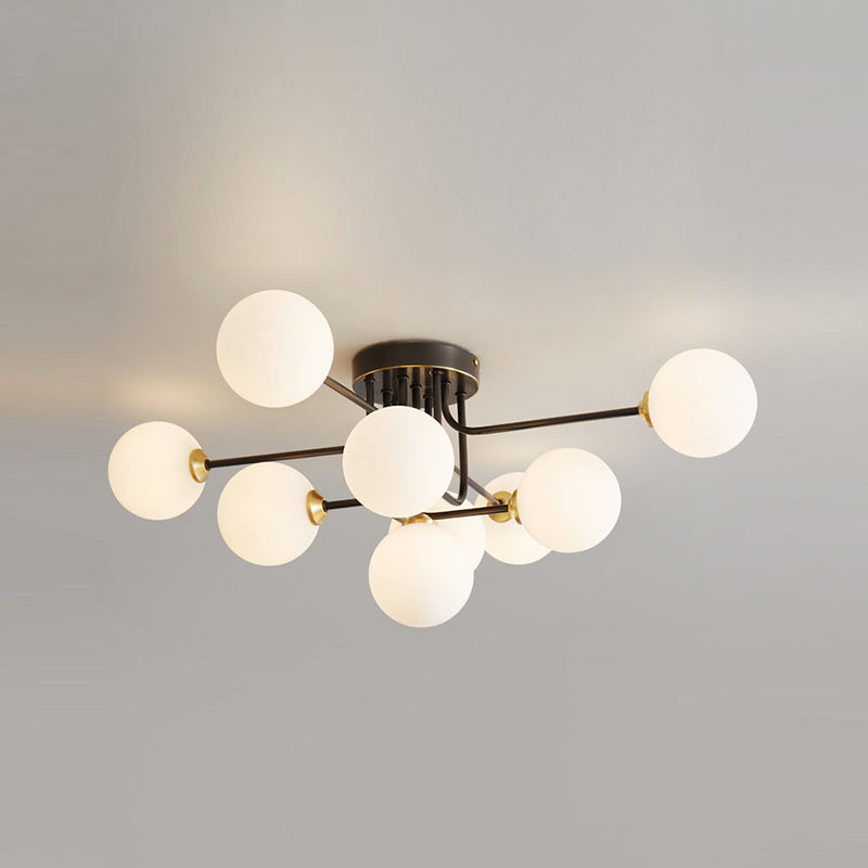 Éclairage de plafond de salon en verre de forme de boule de luminaire monté au plafond simple