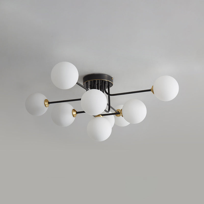 Éclairage de plafond de salon en verre de forme de boule de luminaire monté au plafond simple