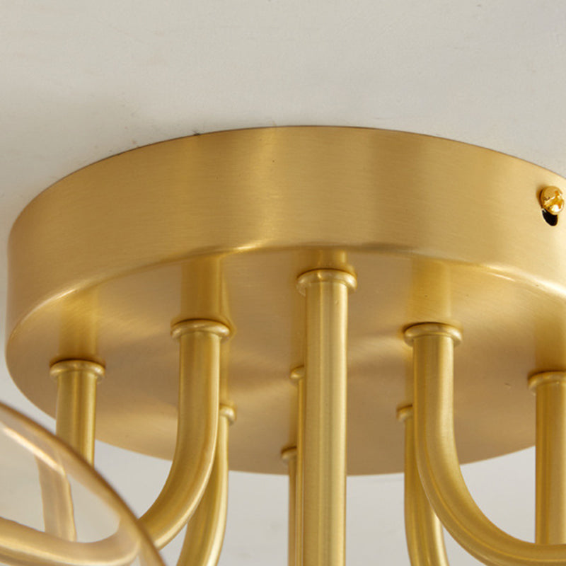 Éclairage de plafond de salon en verre de forme de boule de luminaire monté au plafond simple