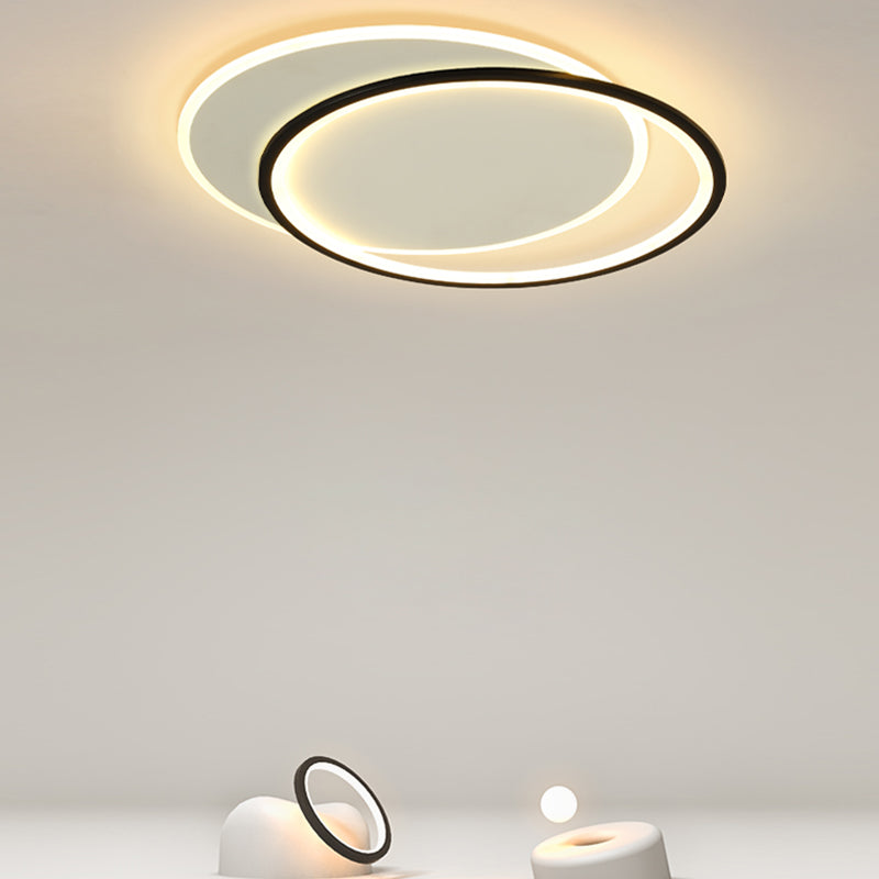 Black Circles Ceiling Light Fixture Minimalist LED Metal Ceiling Flush Mount