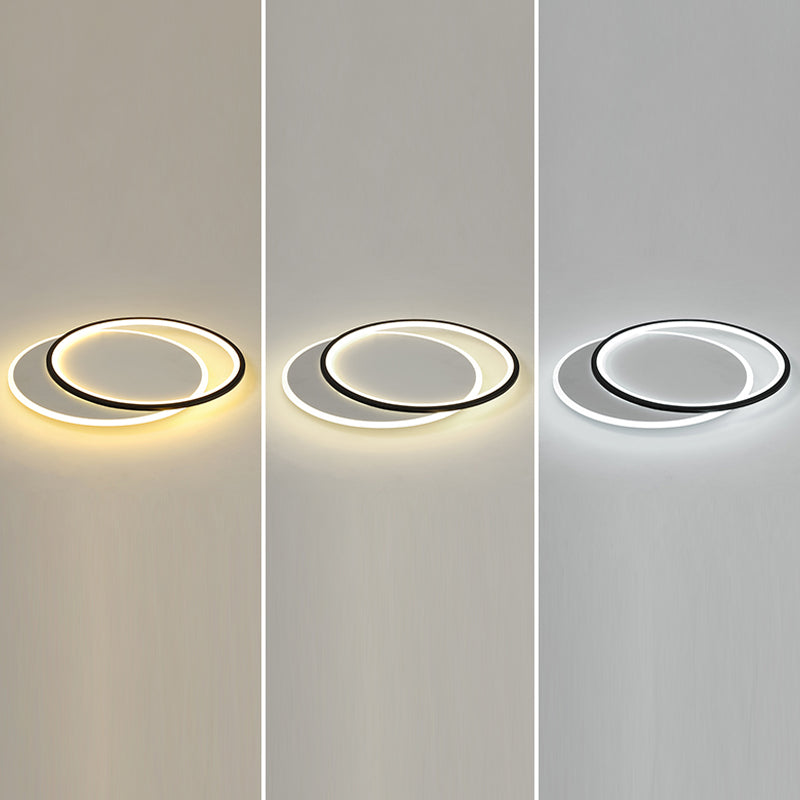 Black Circles Ceiling Light Fixture Minimalist LED Metal Ceiling Flush Mount