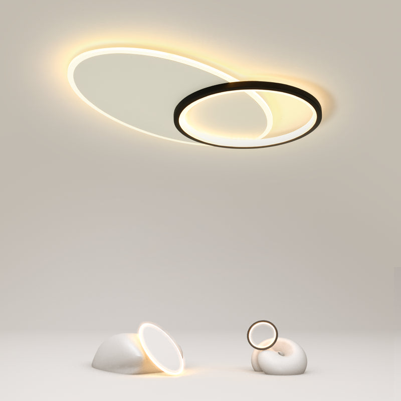 Lámparas de techo de anillo negro, lámparas de techo de metal LED simples, incrustadas