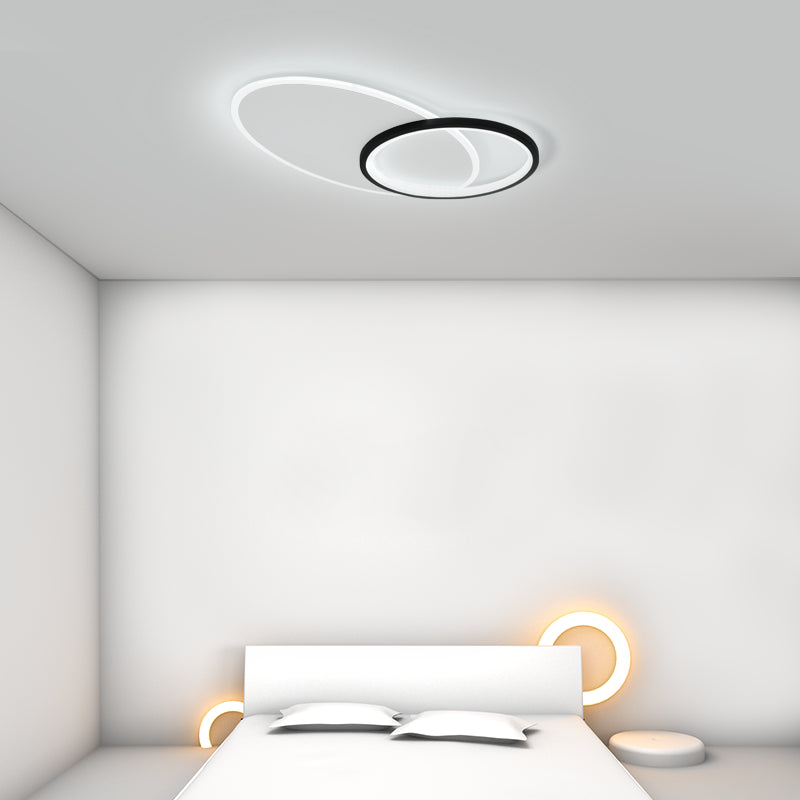 Lámparas de techo de anillo negro, lámparas de techo de metal LED simples, incrustadas