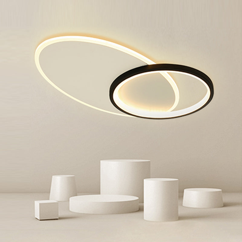 Lámparas de techo de anillo negro, lámparas de techo de metal LED simples, incrustadas