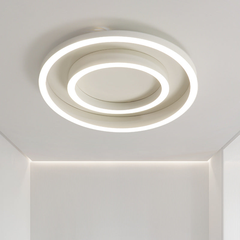 Plafoniera moderna a LED Cerchi bianchi Lampada da soffitto con paralume in metallo