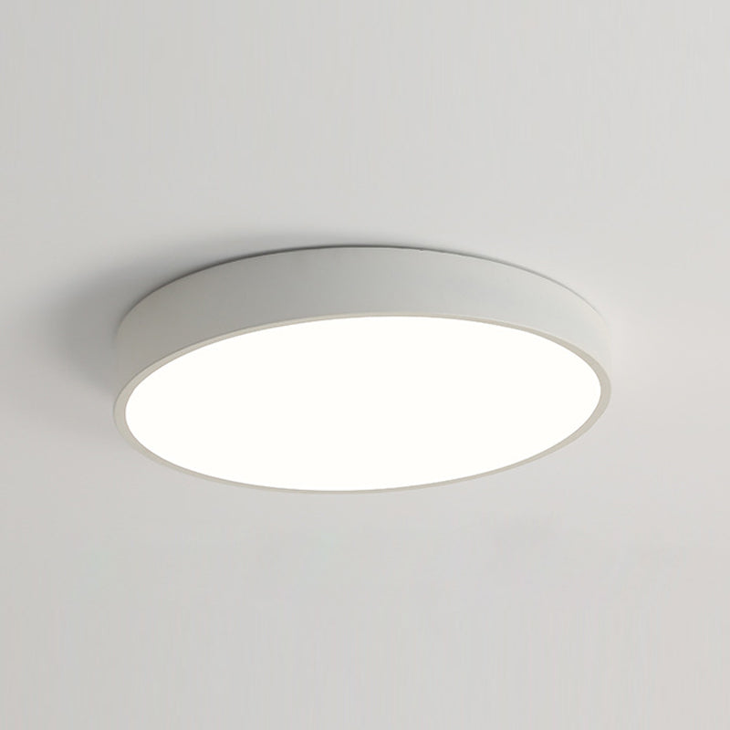 Schlafzimmer Circle Flush Mount Ceiling Licht Metall LED Einfache Deckenlampe in Weiß