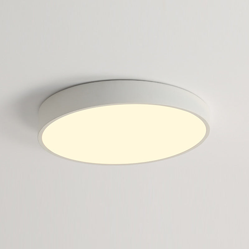 Bedroom Circle Flush Mount Ceiling Light Metal LED Simple Ceiling Lamp in White
