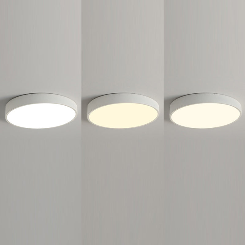 Schlafzimmer Circle Flush Mount Ceiling Licht Metall LED Einfache Deckenlampe in Weiß