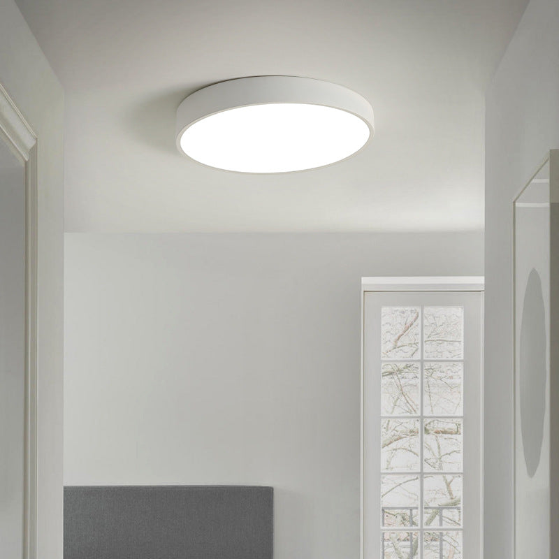 Schlafzimmer Circle Flush Mount Ceiling Licht Metall LED Einfache Deckenlampe in Weiß