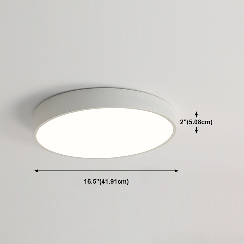 Bedroom Circle Flush Mount Ceiling Light Metal LED Simple Ceiling Lamp in White