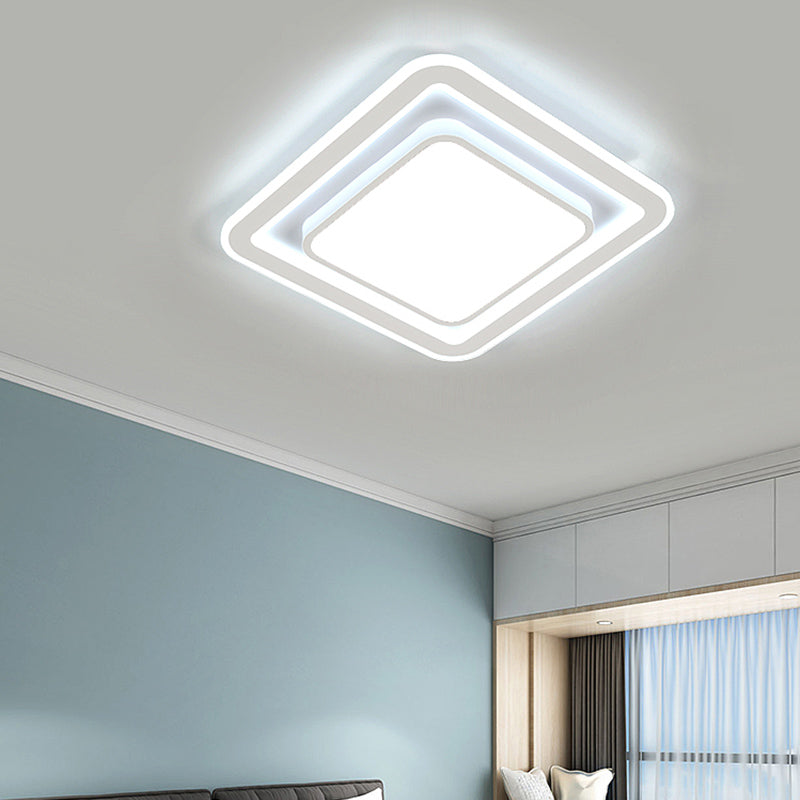 Plafonnier encastré de forme géométrique en métal, éclairage encastré moderne à 1 lumière en blanc