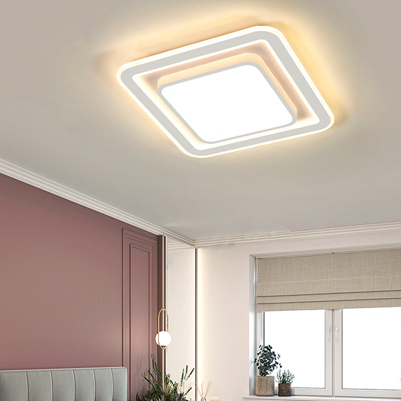 Plafonnier encastré de forme géométrique en métal, éclairage encastré moderne à 1 lumière en blanc