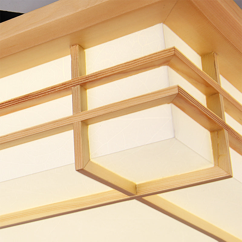 Holz Quadratische Form Flush Deckenleuchte Moderne 1-Licht Flush Mount Beleuchtung in Braun