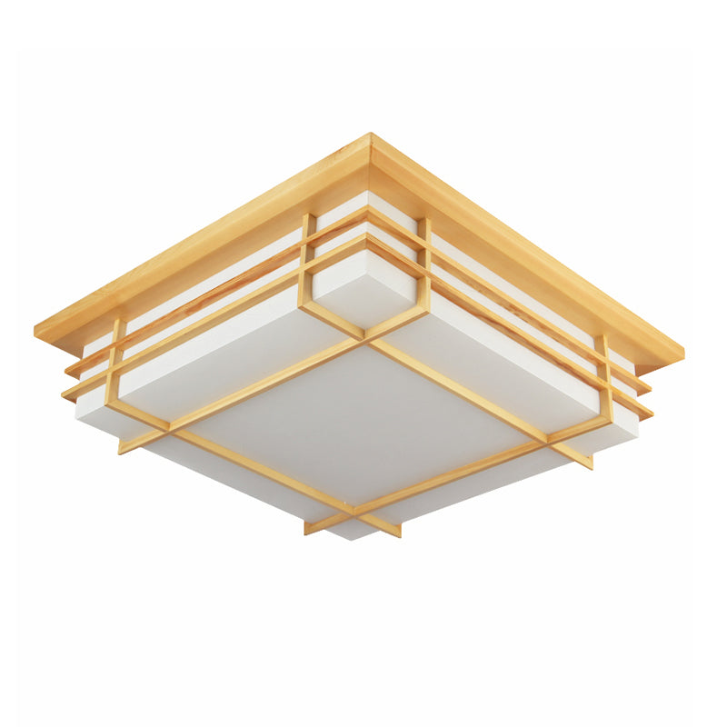 Holz Quadratische Form Flush Deckenleuchte Moderne 1-Licht Flush Mount Beleuchtung in Braun