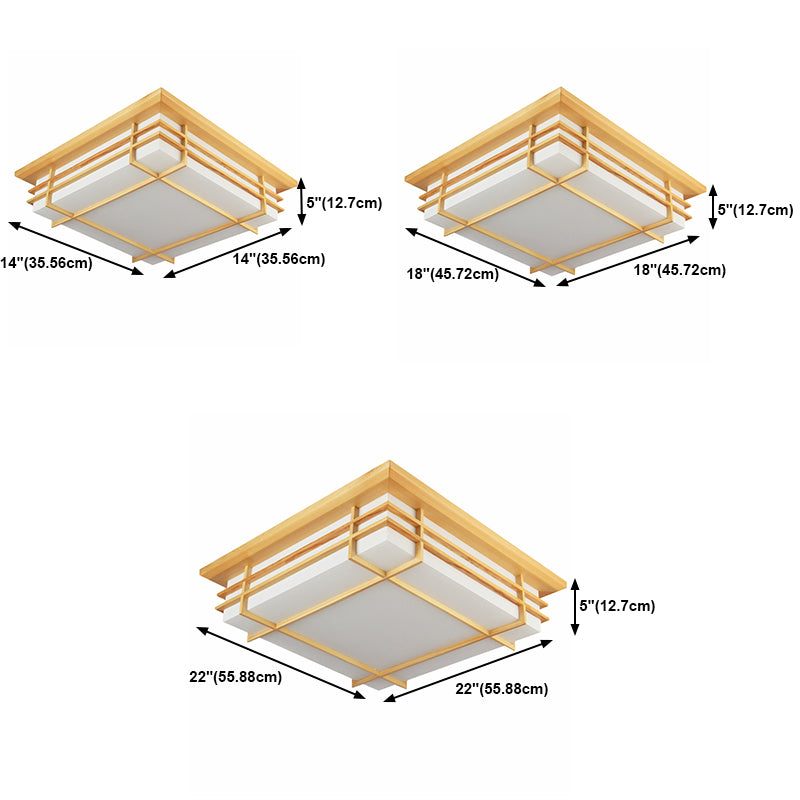 Holz Quadratische Form Flush Deckenleuchte Moderne 1-Licht Flush Mount Beleuchtung in Braun