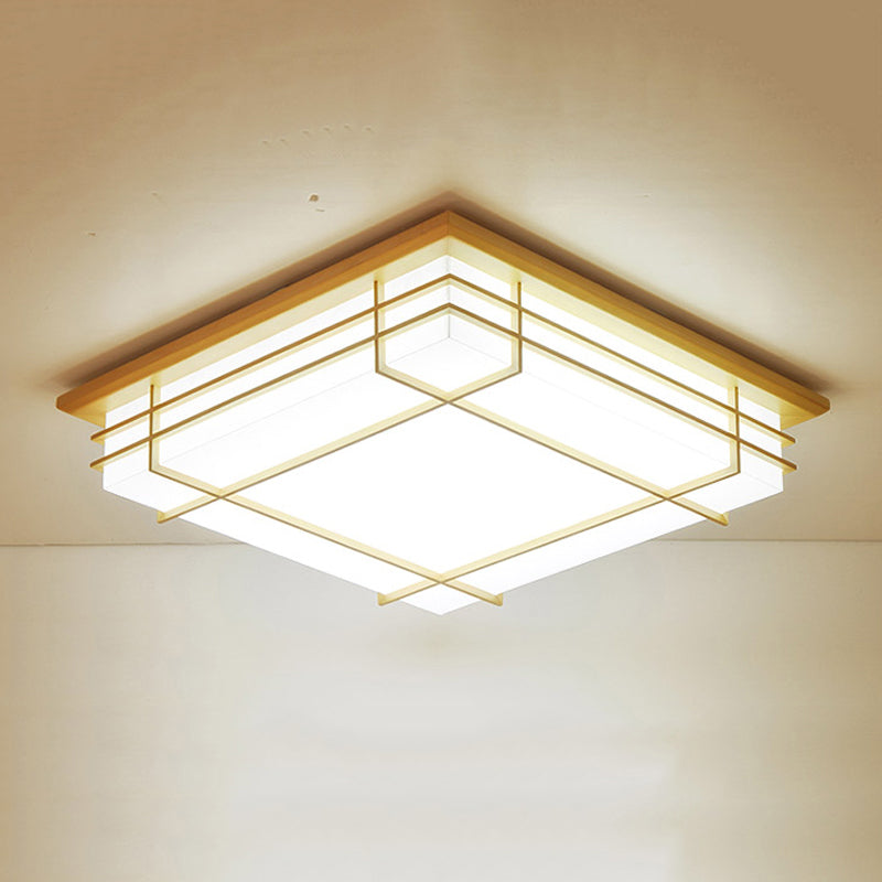 Holz Quadratische Form Flush Deckenleuchte Moderne 1-Licht Flush Mount Beleuchtung in Braun