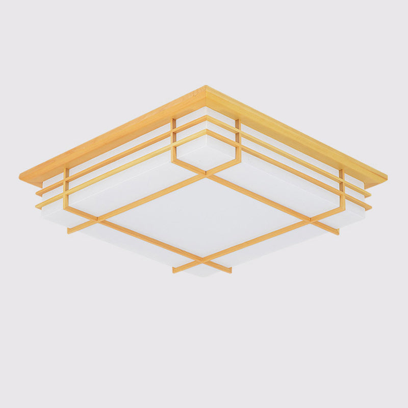 Holz Quadratische Form Flush Deckenleuchte Moderne 1-Licht Flush Mount Beleuchtung in Braun