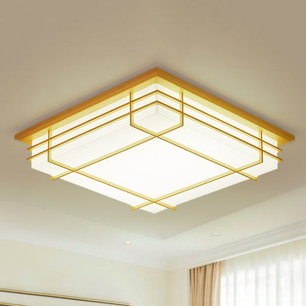 Holz Quadratische Form Flush Deckenleuchte Moderne 1-Licht Flush Mount Beleuchtung in Braun