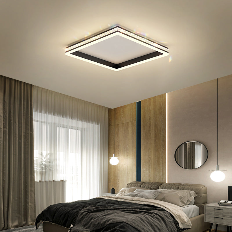 Metal Geometric Flush Ceiling Light Modern 1-Light Flush Mount Lighting in Black