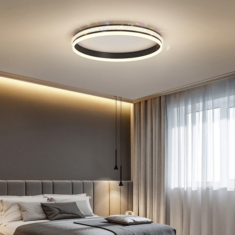 Metal Geometric Flush Ceiling Light Modern 1-Light Flush Mount Lighting in Black