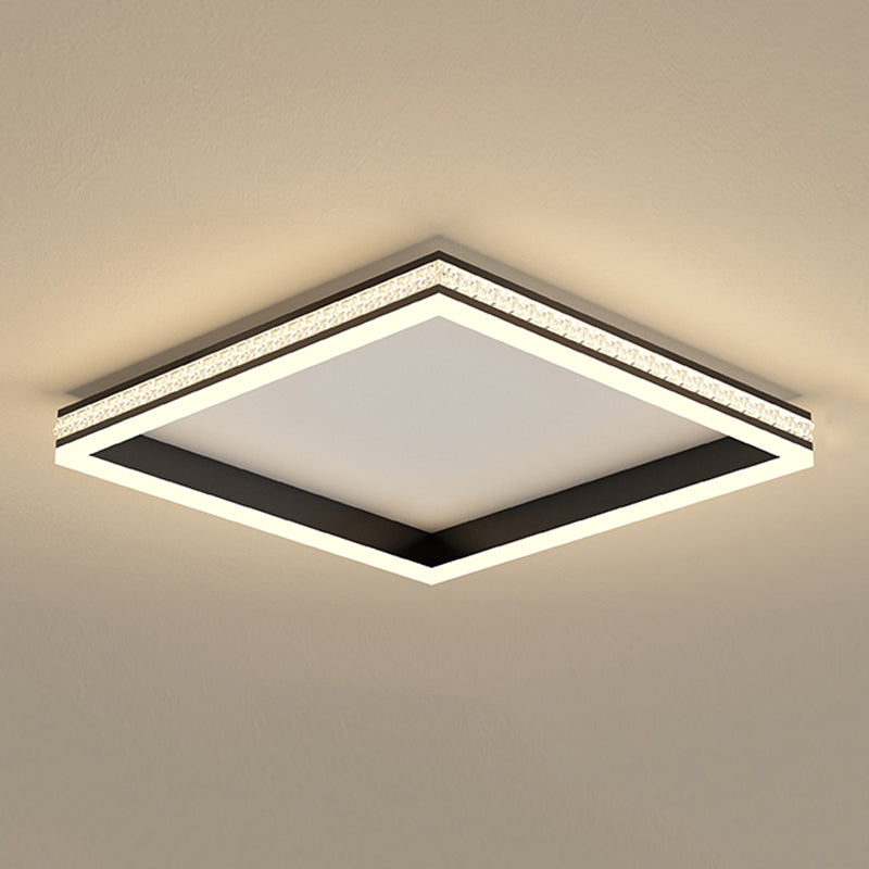 Metal Geometric Flush Ceiling Light Modern 1-Light Flush Mount Lighting in Black