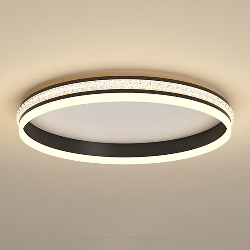 Metal Geometric Flush Ceiling Light Modern 1-Light Flush Mount Lighting in Black