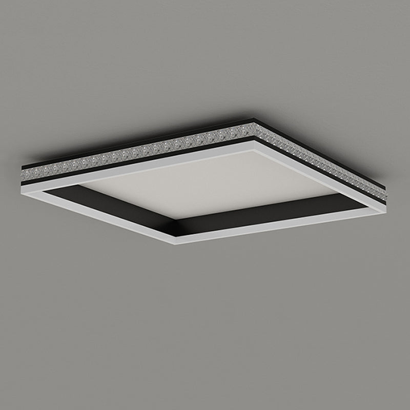 Metal Geometric Flush Ceiling Light Modern 1-Light Flush Mount Lighting in Black
