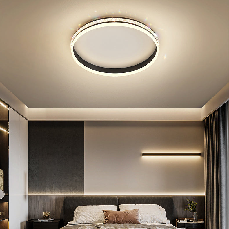 Metal Geometric Flush Ceiling Light Modern 1-Light Flush Mount Lighting in Black