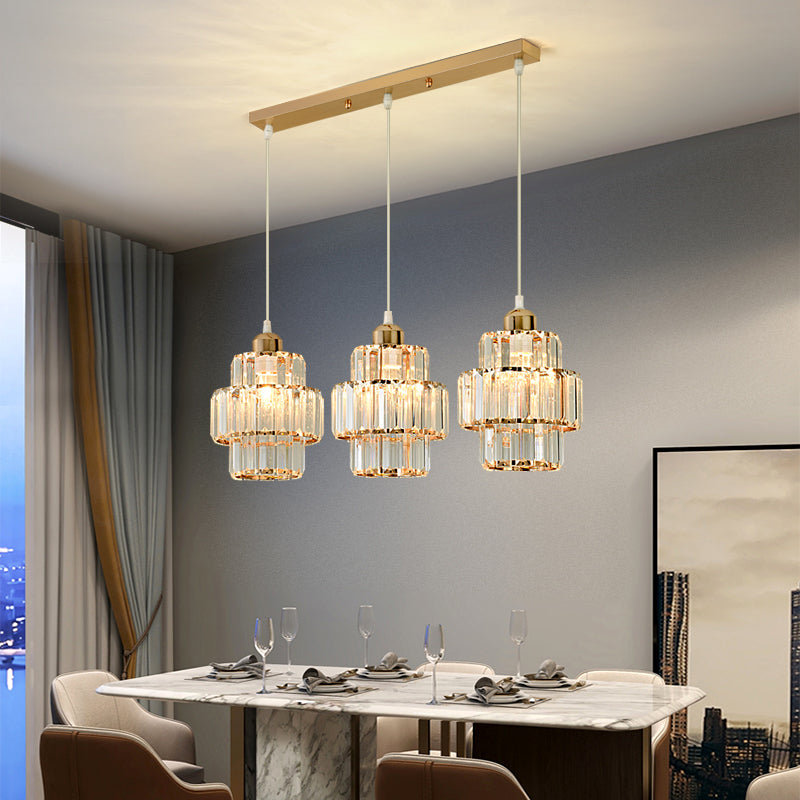 Modern Style Cylinder Island Lighting Fixtures Crystal 3 Light Island Lighting Ideas