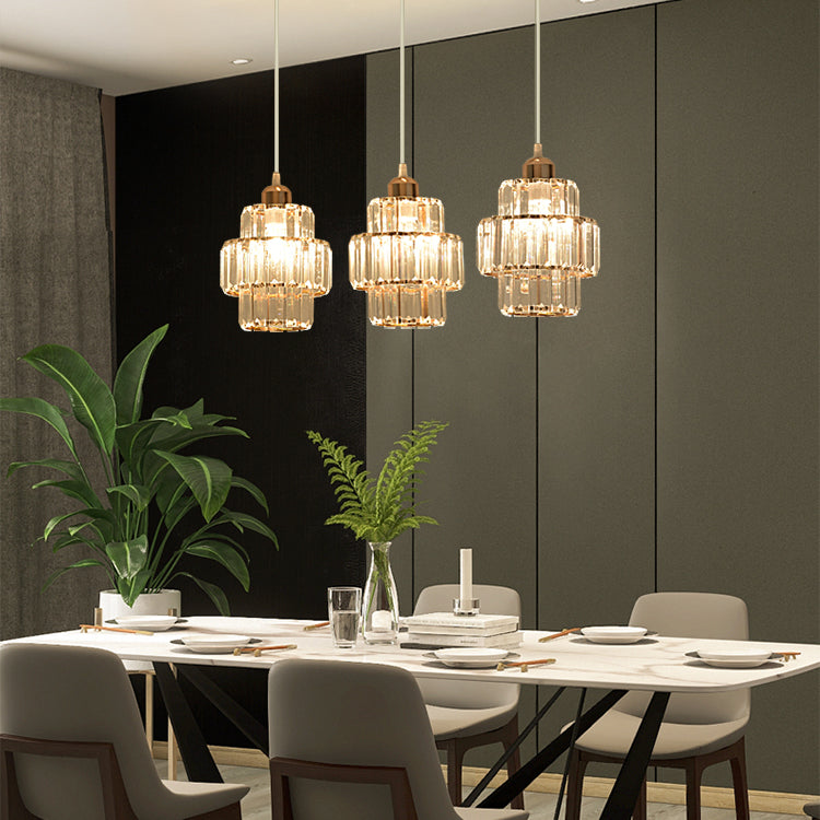 Accesorios de iluminación de la isla de cilindro de estilo moderno Crystal 3 Ideas de iluminación de la isla ligera