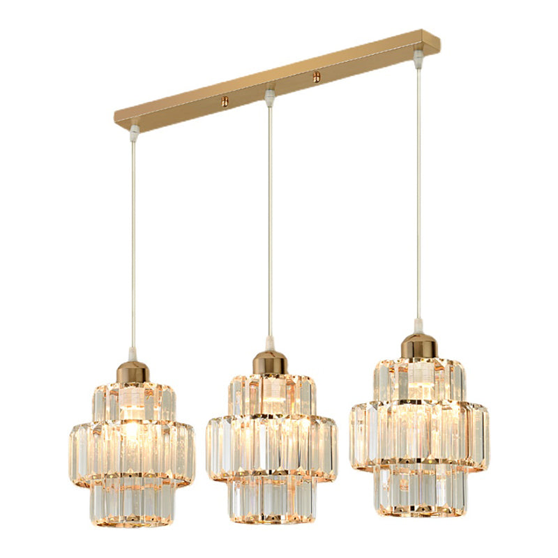 Accesorios de iluminación de la isla de cilindro de estilo moderno Crystal 3 Ideas de iluminación de la isla ligera