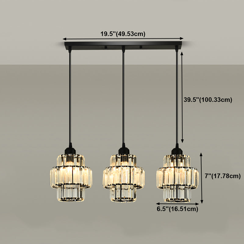 Accesorios de iluminación de la isla de cilindro de estilo moderno Crystal 3 Ideas de iluminación de la isla ligera
