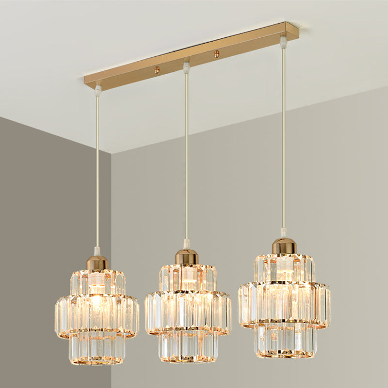 Accesorios de iluminación de la isla de cilindro de estilo moderno Crystal 3 Ideas de iluminación de la isla ligera