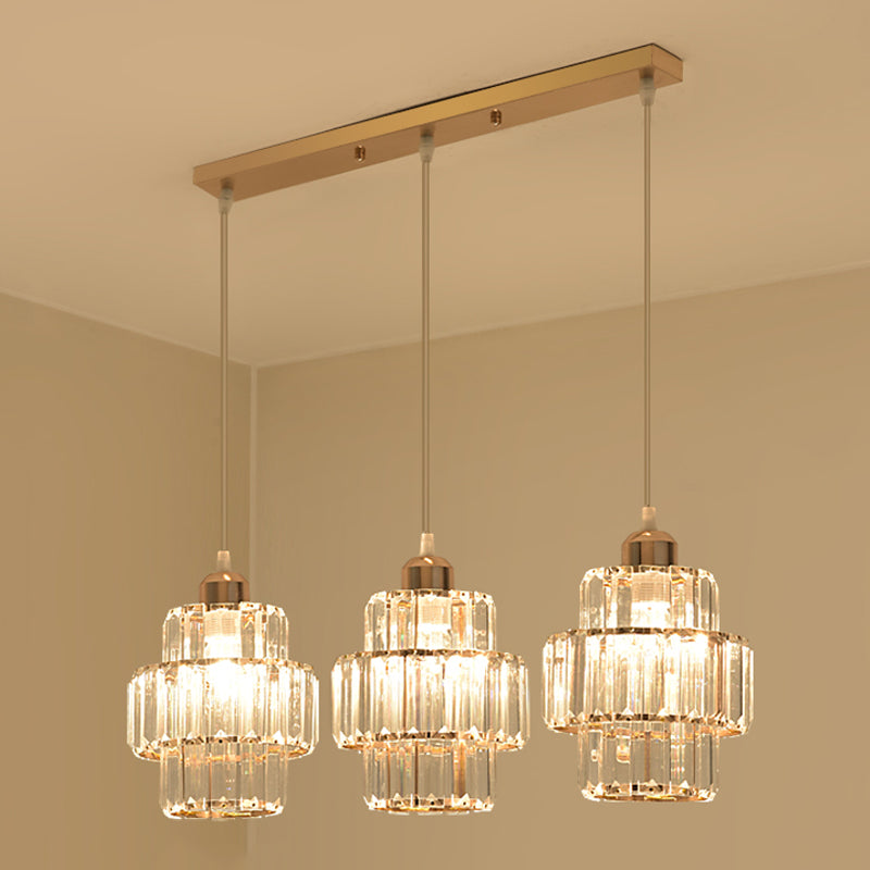 Accesorios de iluminación de la isla de cilindro de estilo moderno Crystal 3 Ideas de iluminación de la isla ligera