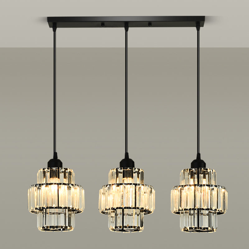 Accesorios de iluminación de la isla de cilindro de estilo moderno Crystal 3 Ideas de iluminación de la isla ligera