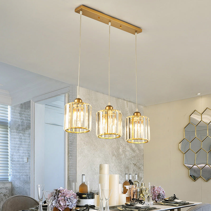 Contemporary Style Geometry Island Lighting Crystal 3 Light Island Pendant Lights