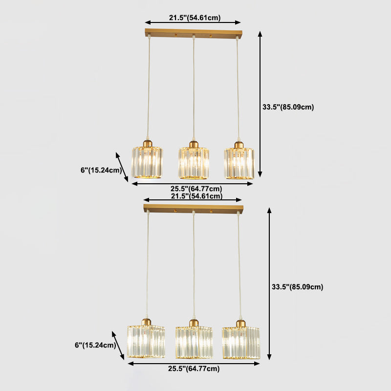 Estilo contemporáneo Geometry Island Lighting Crystal 3 Light Island Lights