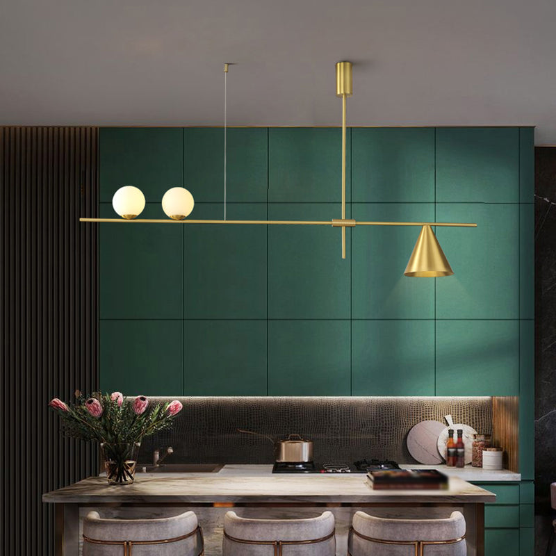 Luz de lámparas de isla esférica de estilo moderno luces colgantes de la isla de vidrio