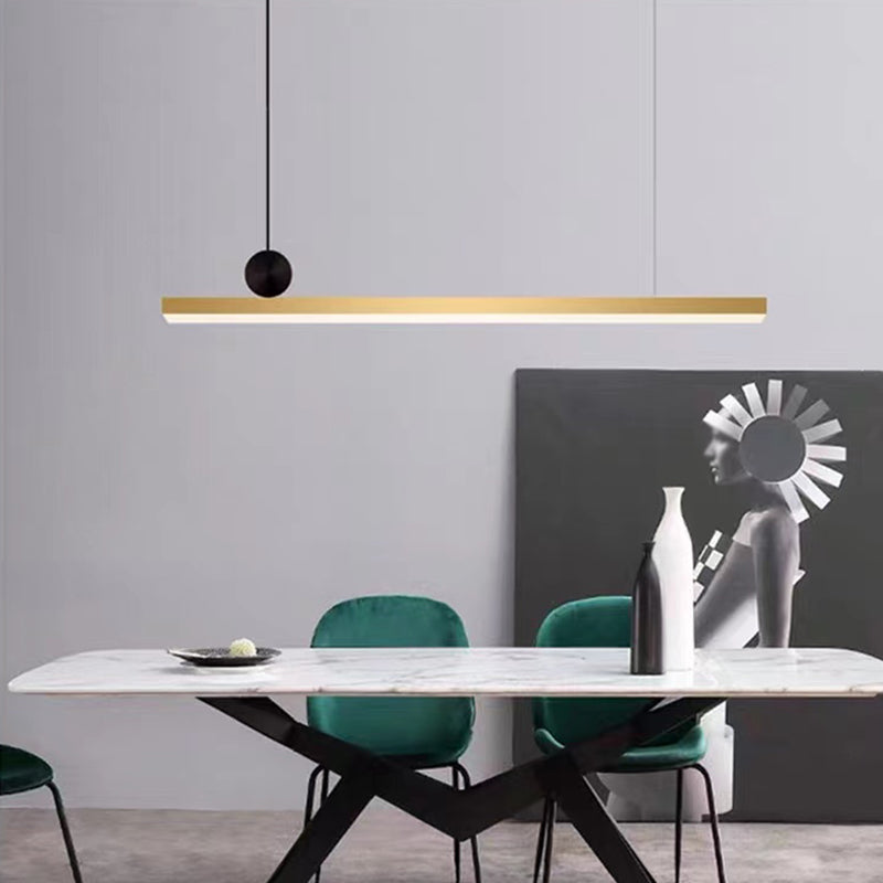 Zeitgenössischer Stil Linear Island Light Metal 1- Hellinsel Anhänger Licht